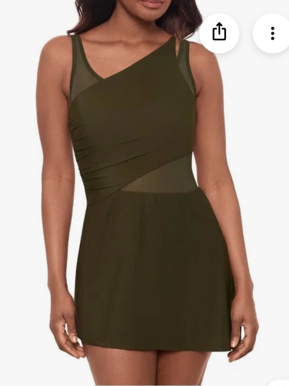 Miraclesuit Woman's Green Nori Alina Underwire Swimsuit/Cover-Up Dress Sz 18
